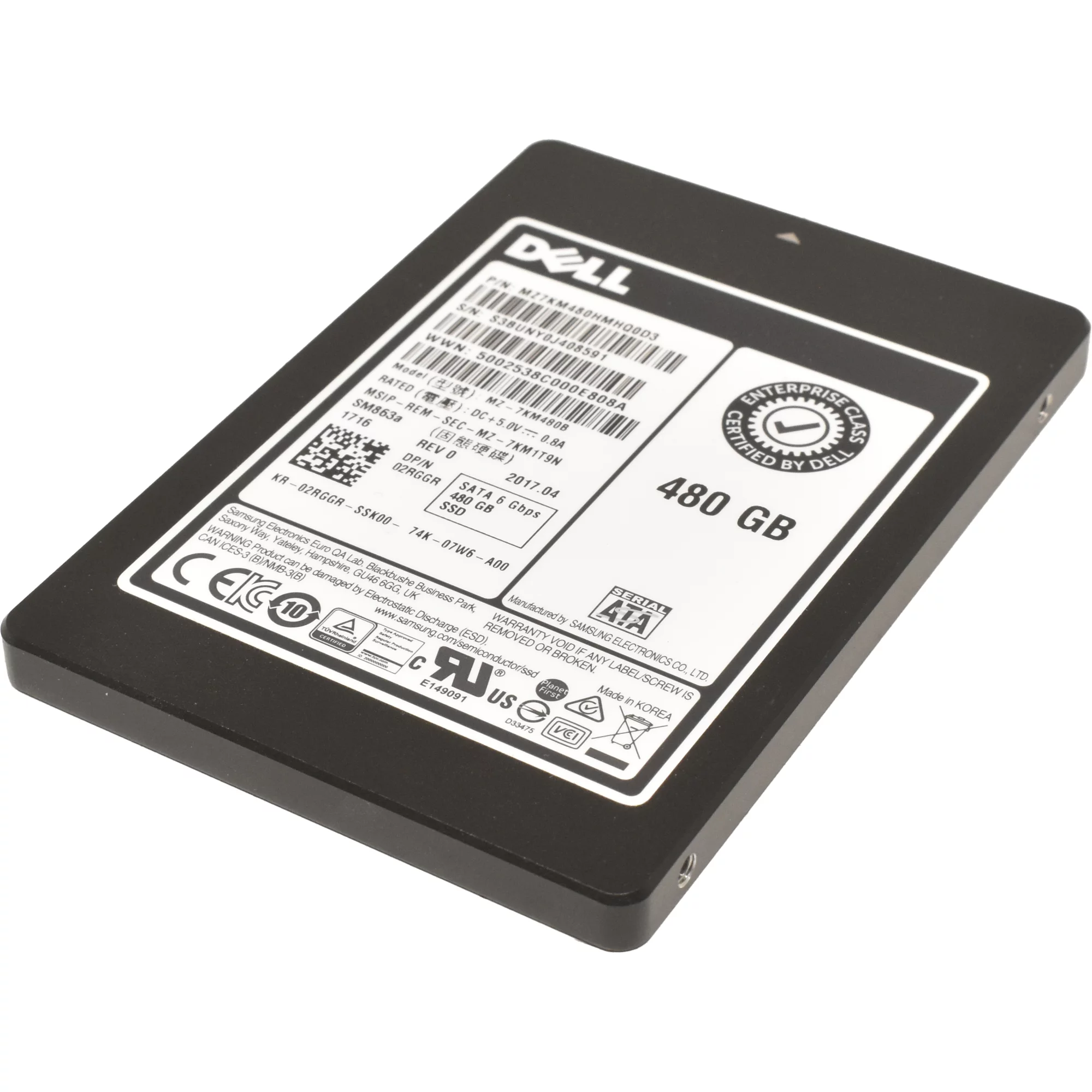 Dell Samsung SM863a 480GB 2.5" 6Gb SATA SSD MZ-7KM480B 02RGGR